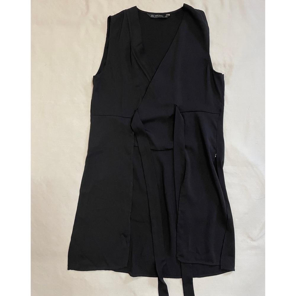 Zara Basic Collection Sleeveless Back Tie Black T… - image 6